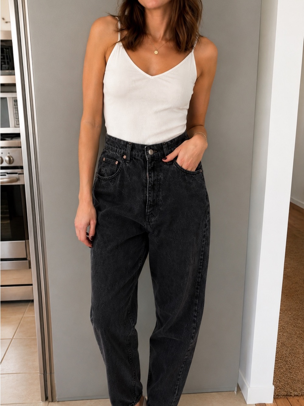 Vintage St.John’s Bay Relaxed Fit Size10 Black High Rise Tapered Leg 100% Cotton